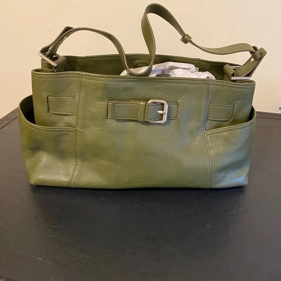 Kenneth Cole Satchel With Shoulder Strap Leather Purse - Accent Buckle - Picture 1 of 3